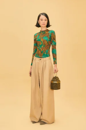 FARM Rio KHAKI LOW WAISTED PLEATED PANTS Hot