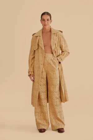 FARM Rio KHAKI PINEAPPLE EYELET PANTS Best