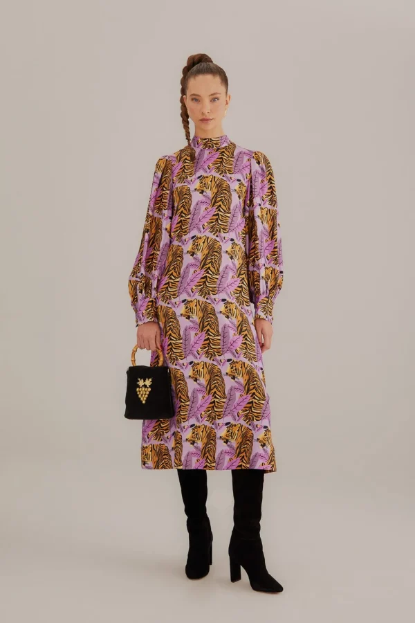 FARM Rio LAVENDER TIGER LEAVES MIDI DRESS Best