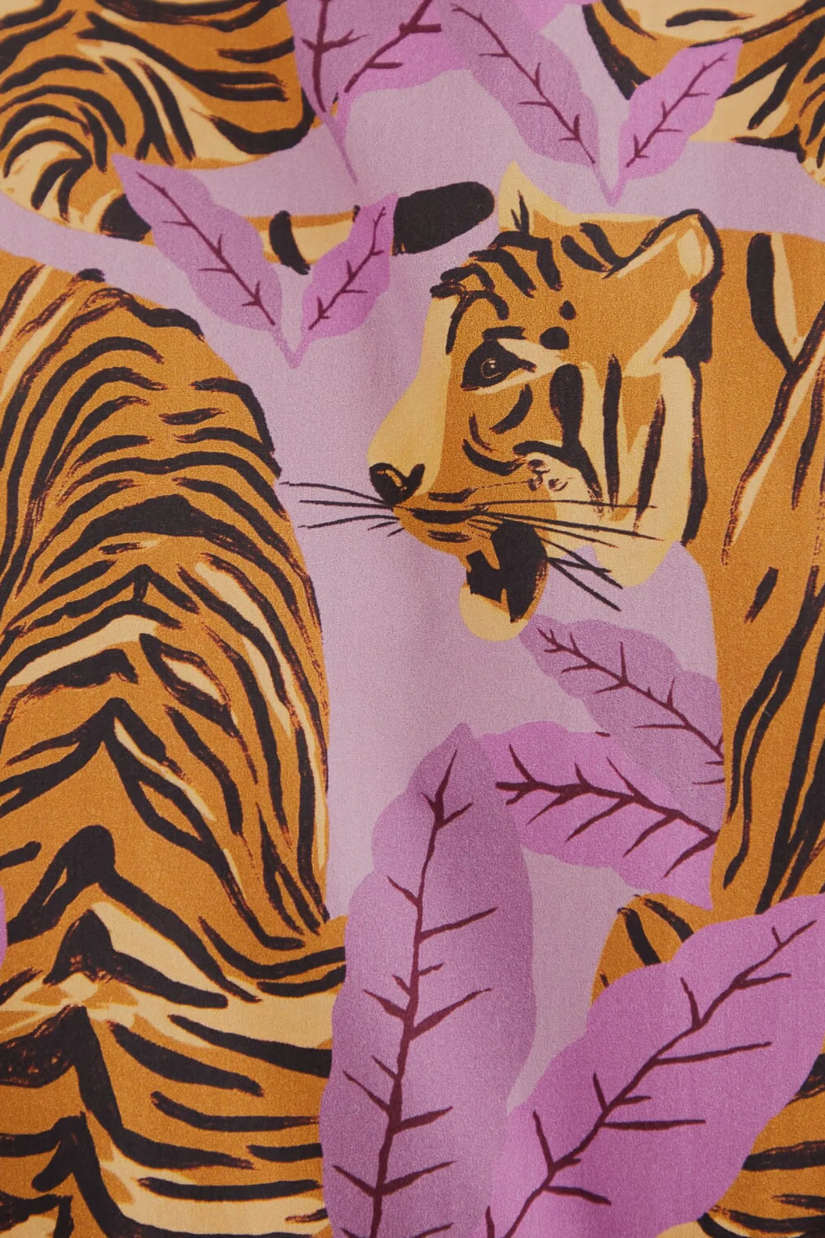 FARM Rio LAVENDER TIGER LEAVES PUFF SLEEVE MINI DRESS Discount