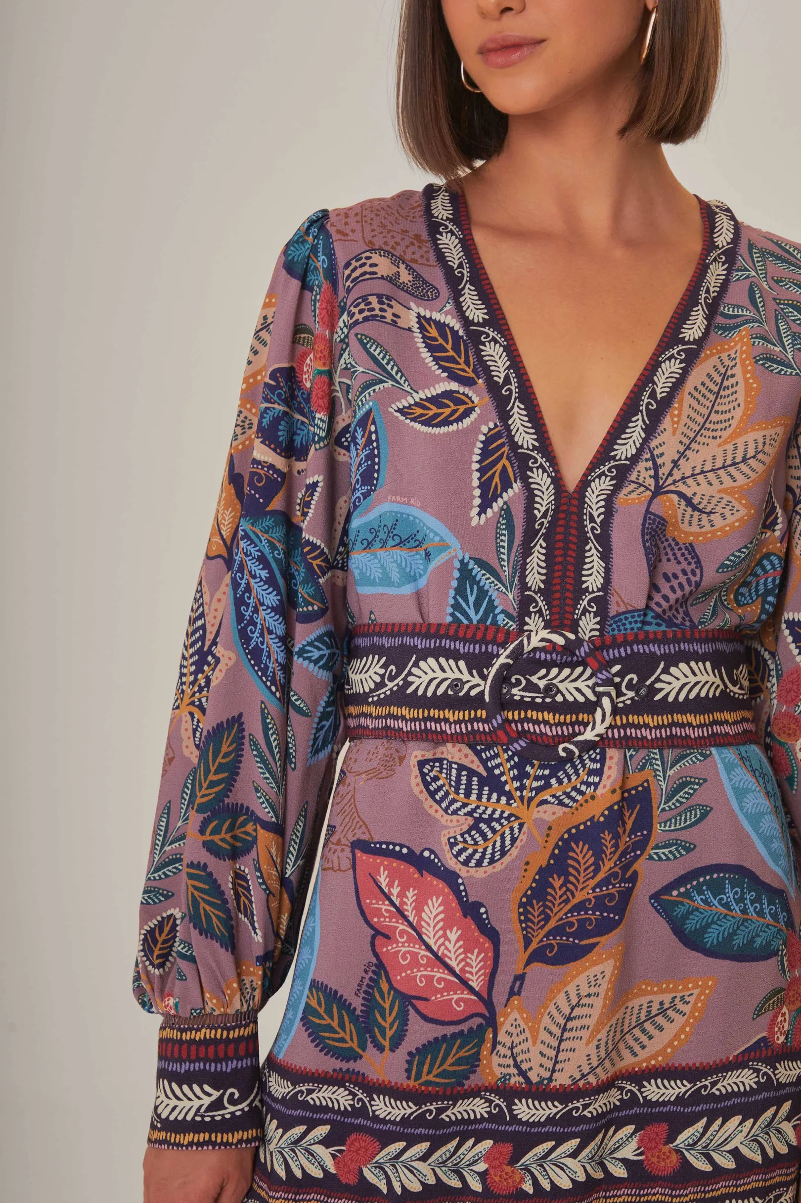 FARM Rio LAVENDER WILD NIGHT LONG SLEEVE MINI DRESS Online