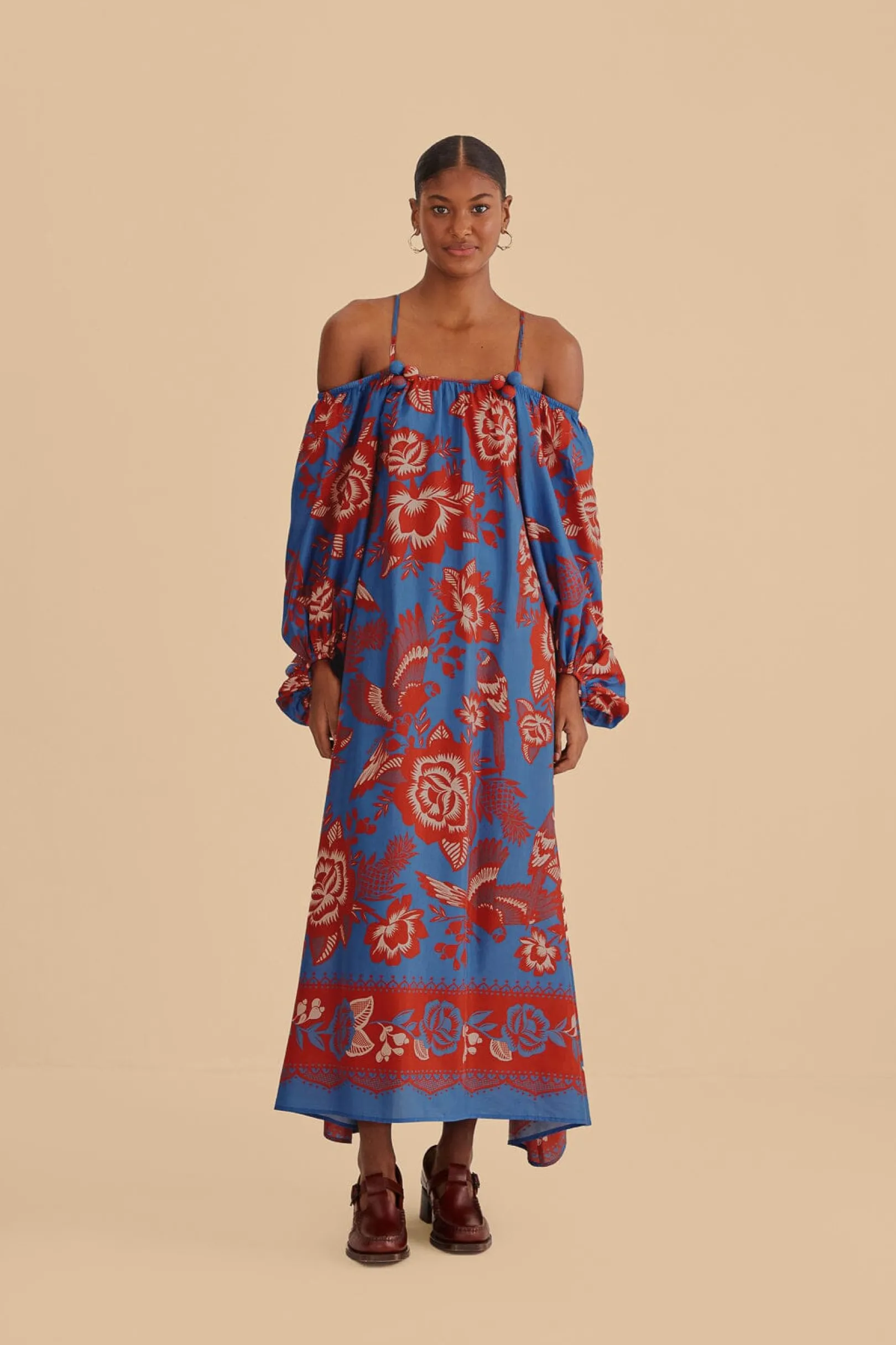 FARM Rio LIGHT BLUE LACE GARDEN MAXI DRESS Cheap