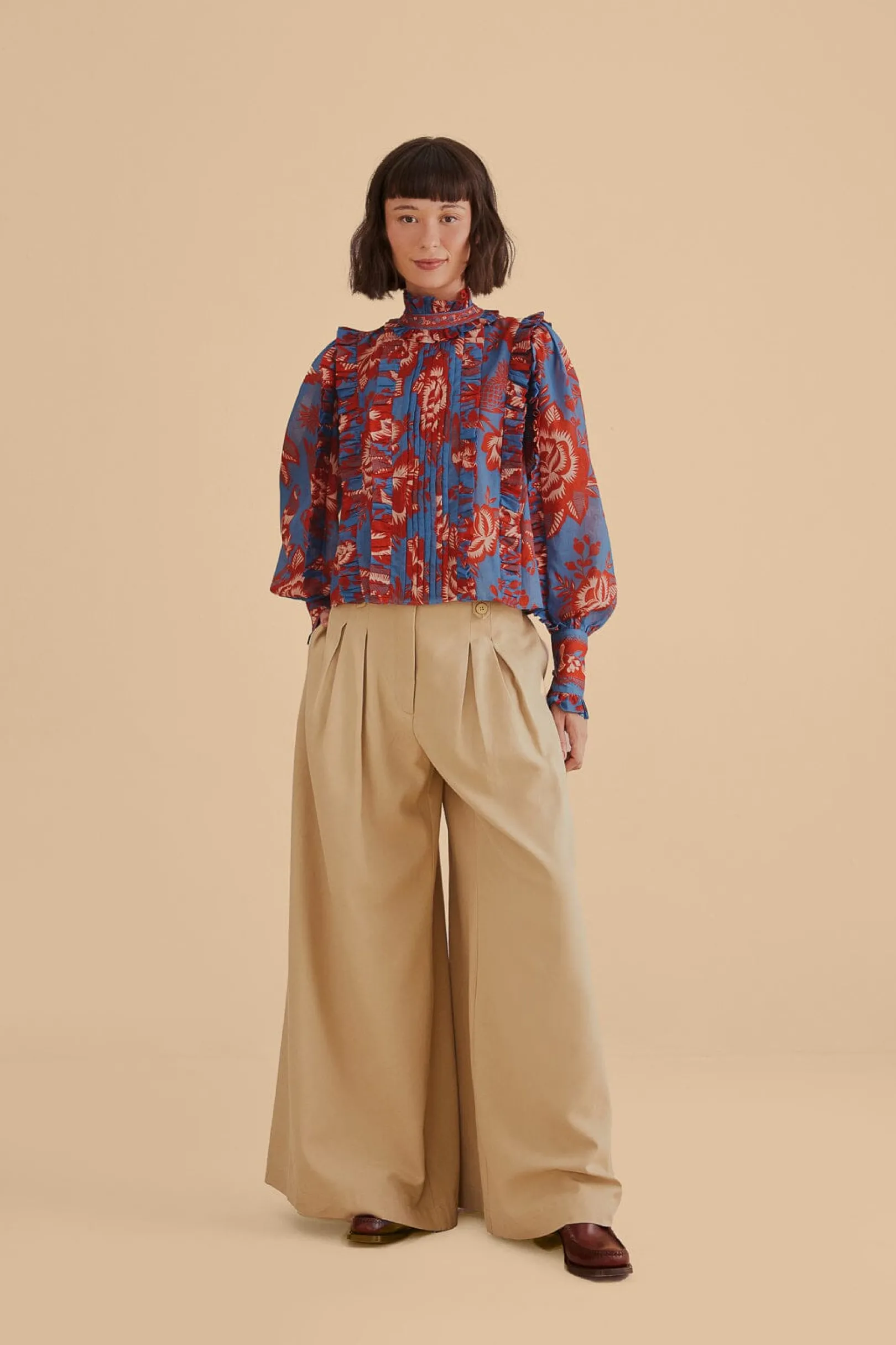 FARM Rio LIGHT BLUE LACE GARDEN RUFFLE BLOUSE Online
