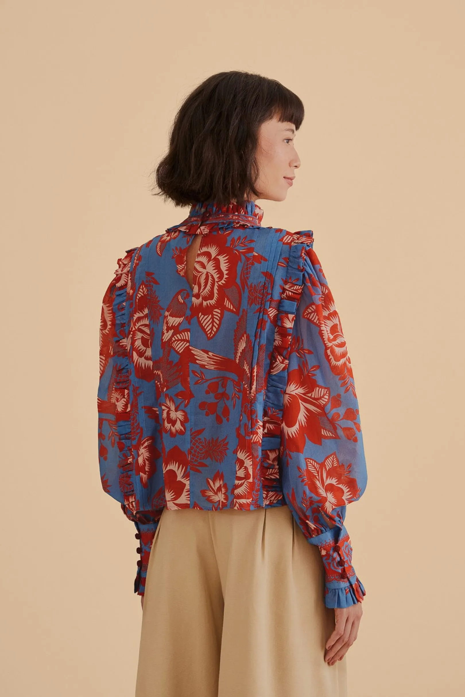 FARM Rio LIGHT BLUE LACE GARDEN RUFFLE BLOUSE Online