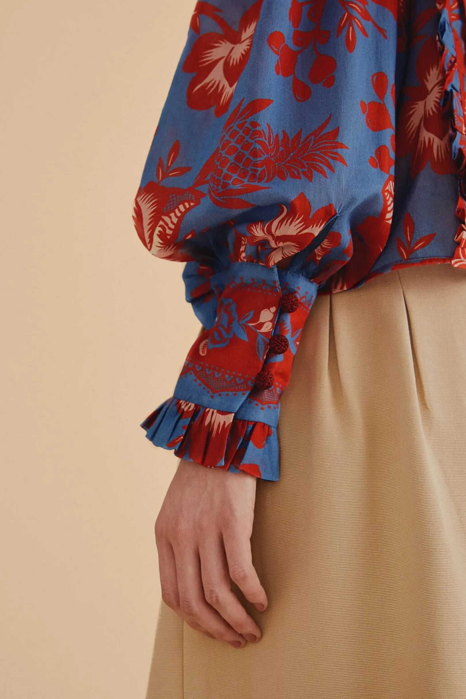 FARM Rio LIGHT BLUE LACE GARDEN RUFFLE BLOUSE Online