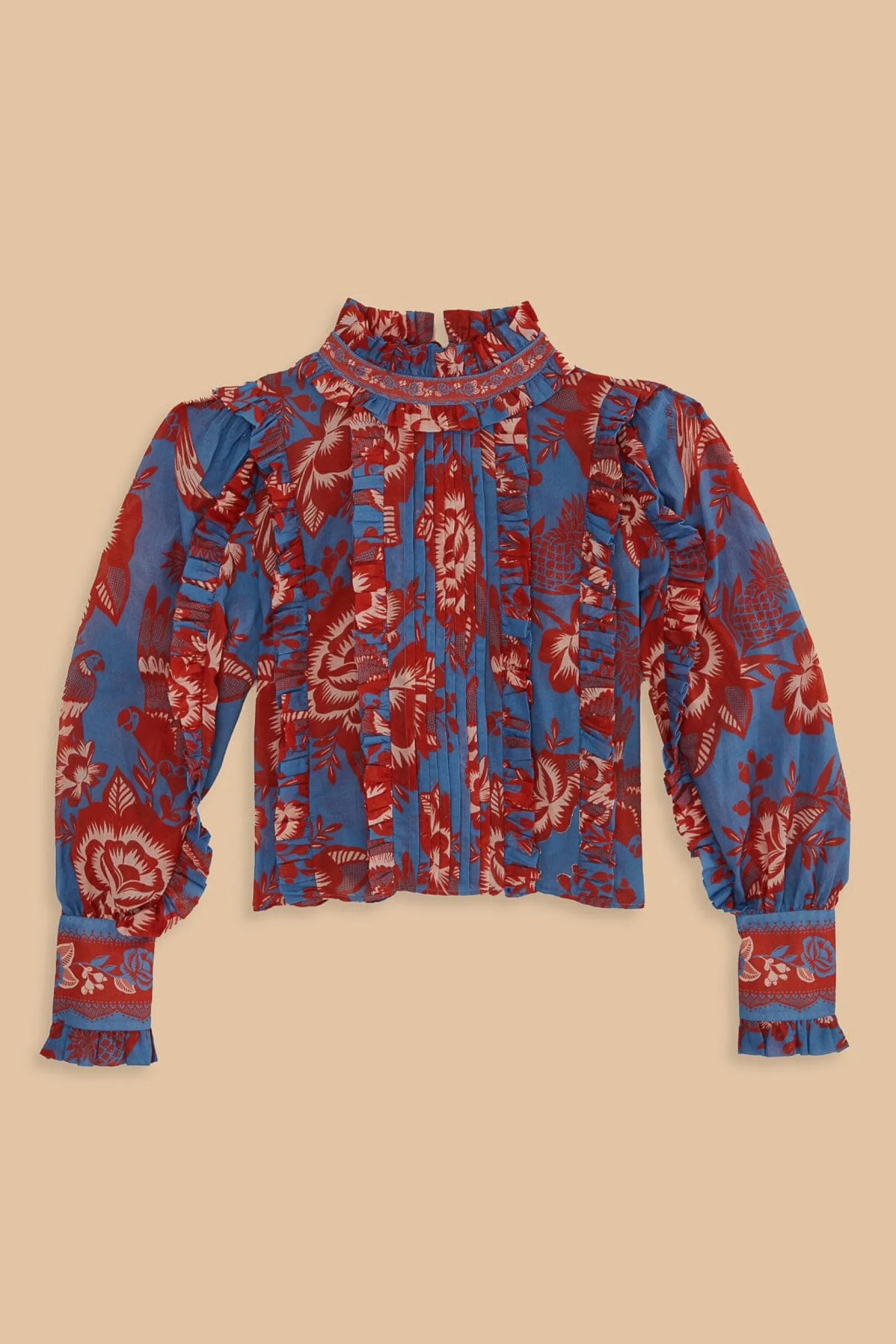FARM Rio LIGHT BLUE LACE GARDEN RUFFLE BLOUSE Online