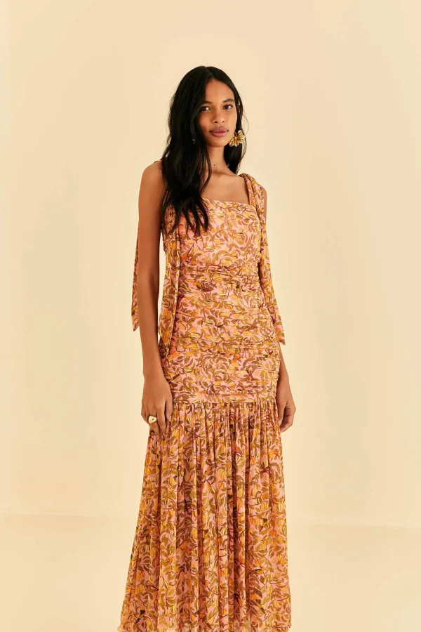 FARM Rio LIGHT PINK STAR FRUIT MIDI DRESS New