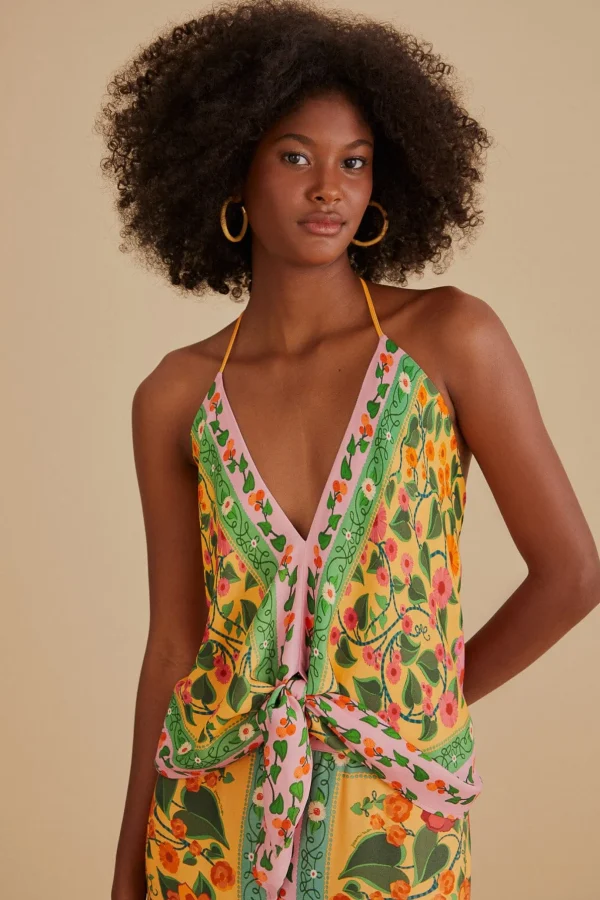 FARM Rio  LIGHT YELLOW HEART IVY BLOUSE Cheap