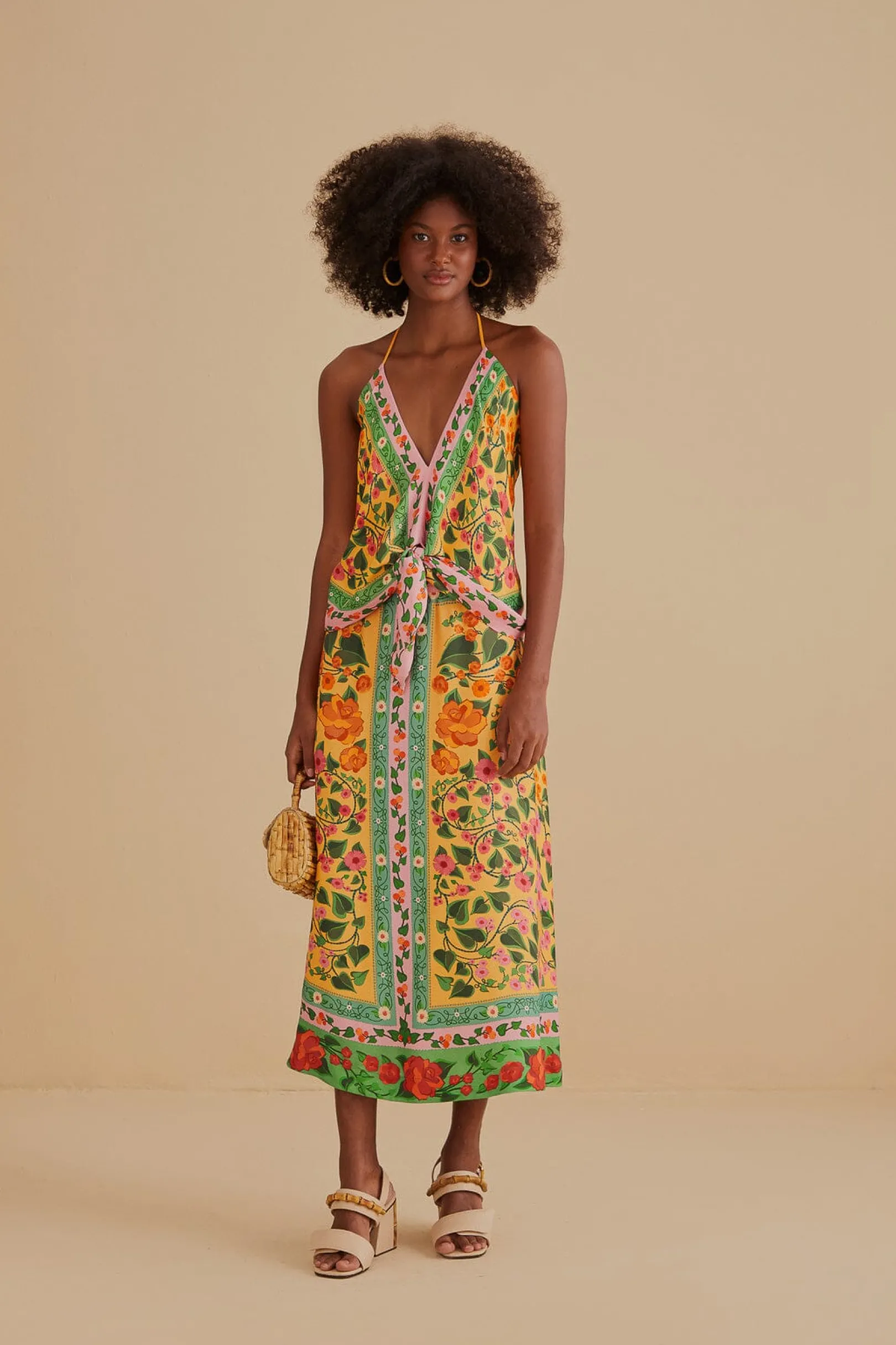 FARM Rio LIGHT YELLOW HEART IVY MIDI SKIRT Shop