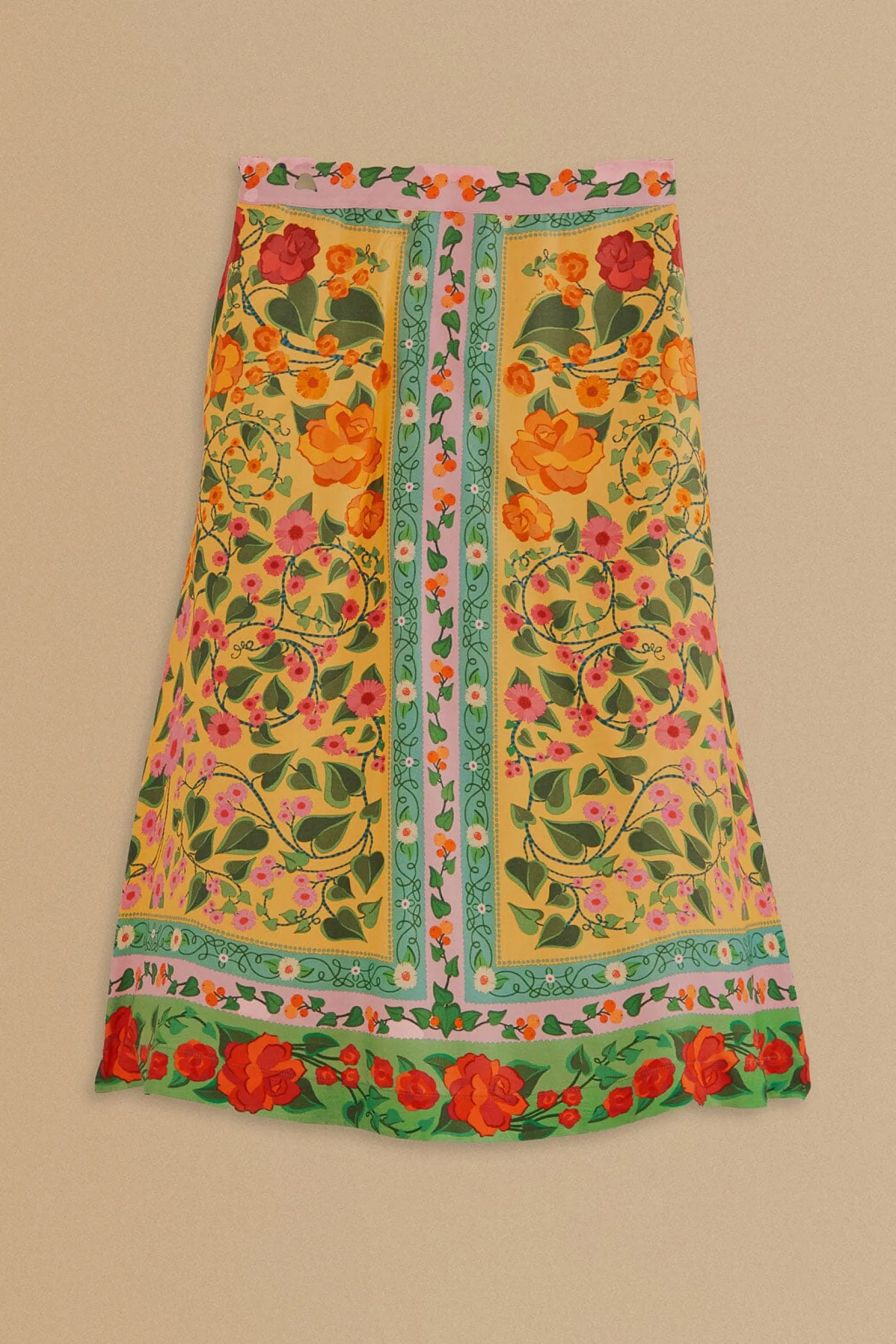 FARM Rio LIGHT YELLOW HEART IVY MIDI SKIRT Shop
