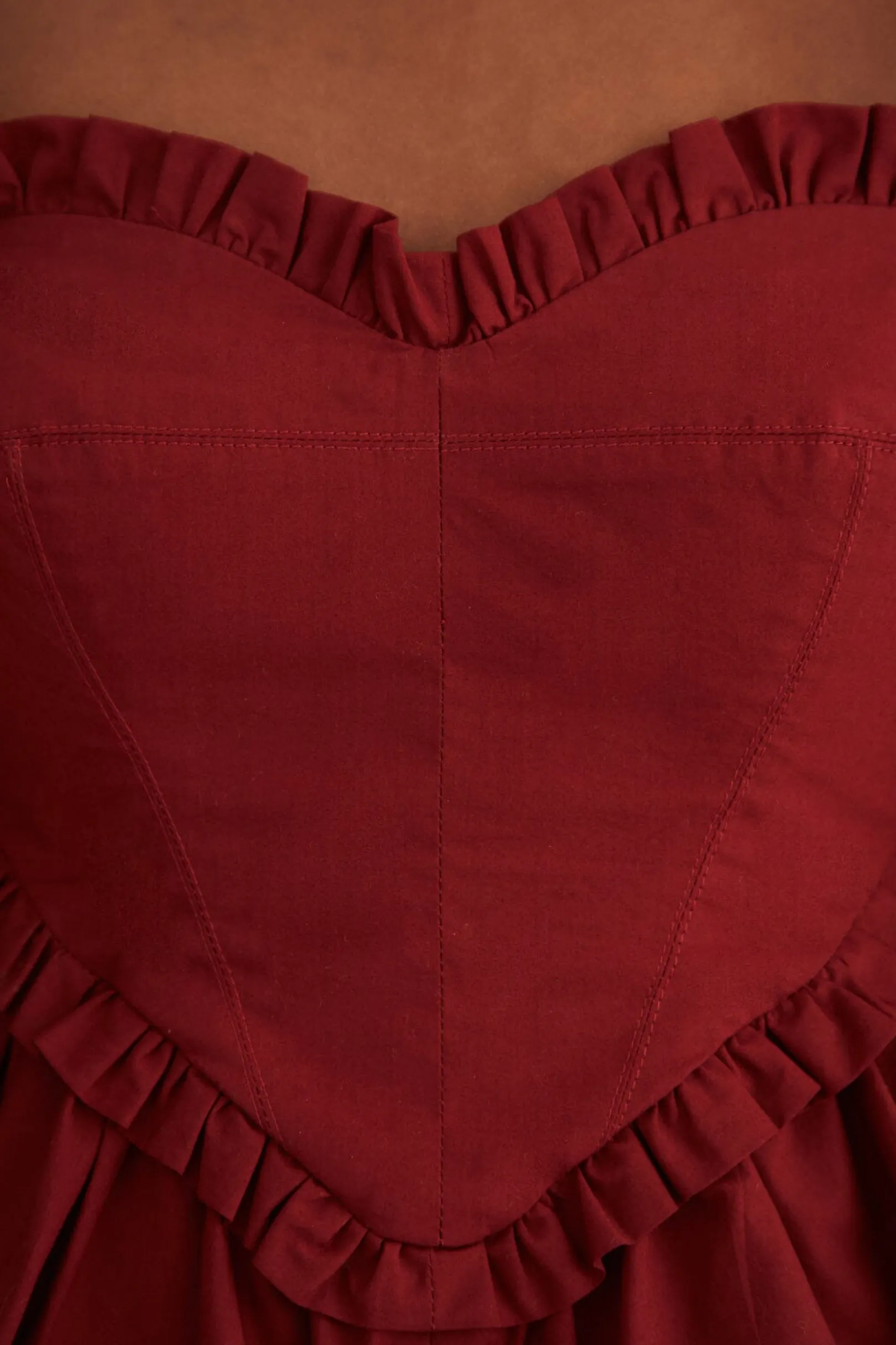 FARM Rio MARSALA HEART SHAPED PUFF SLEEVE BLOUSE Clearance