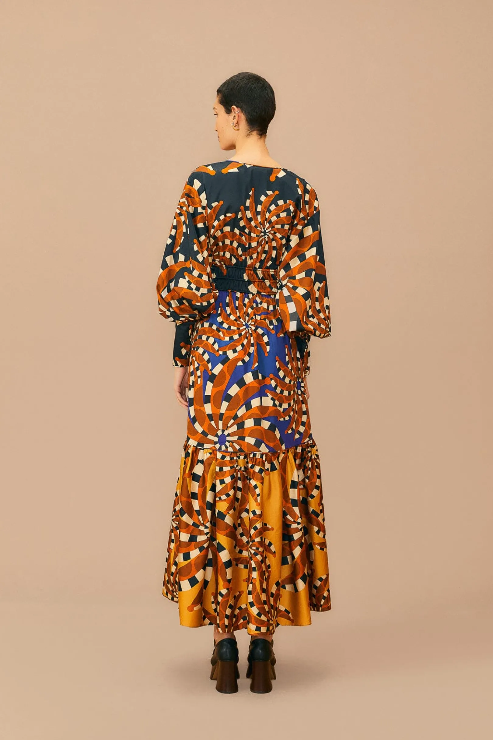 FARM Rio MIXED BANANADA LONG SLEEVE MAXI DRESS Flash Sale