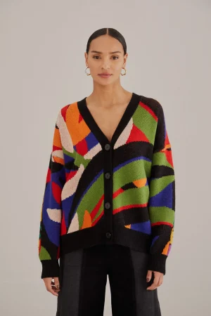 FARM Rio MIXED FLOWERS BANANAS KNIT CARDIGAN Discount