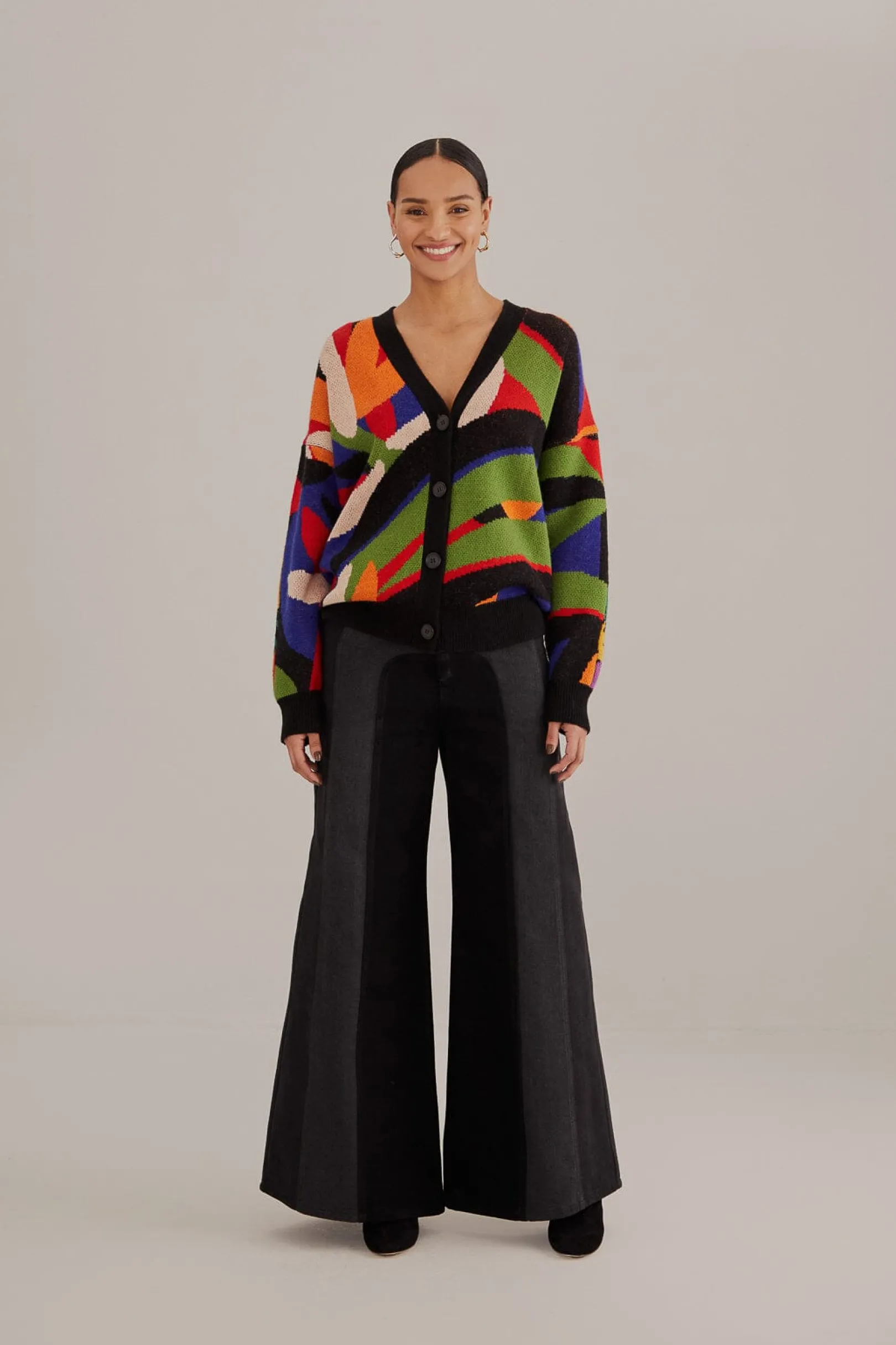 FARM Rio MIXED FLOWERS BANANAS KNIT CARDIGAN Discount
