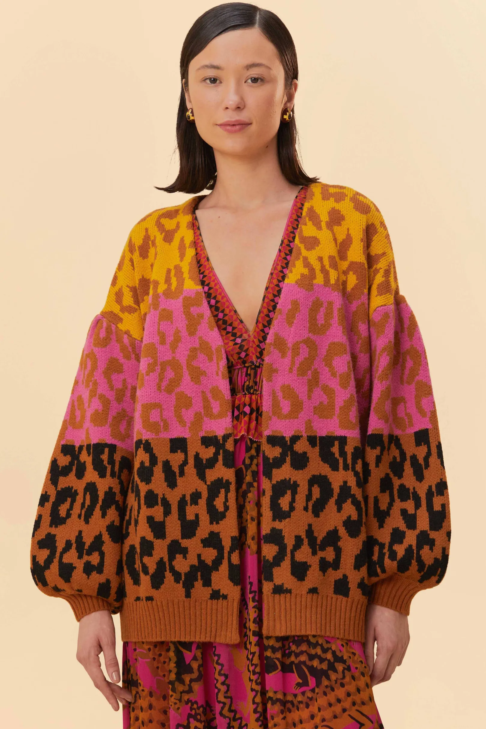 FARM Rio MIXED LEOPARDS KNIT CARDIGAN Best