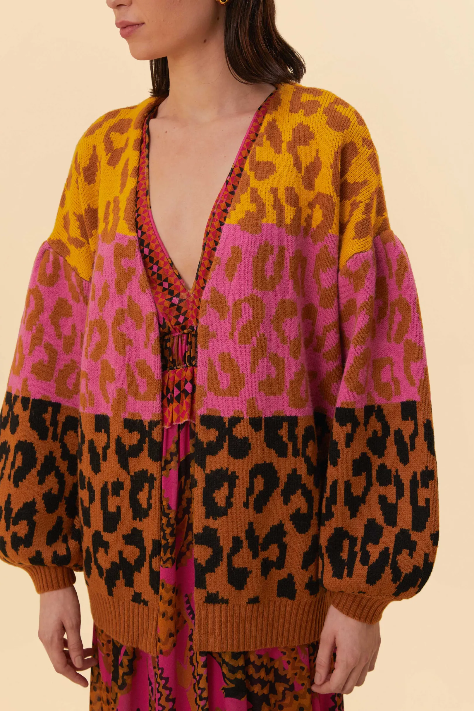 FARM Rio MIXED LEOPARDS KNIT CARDIGAN Best