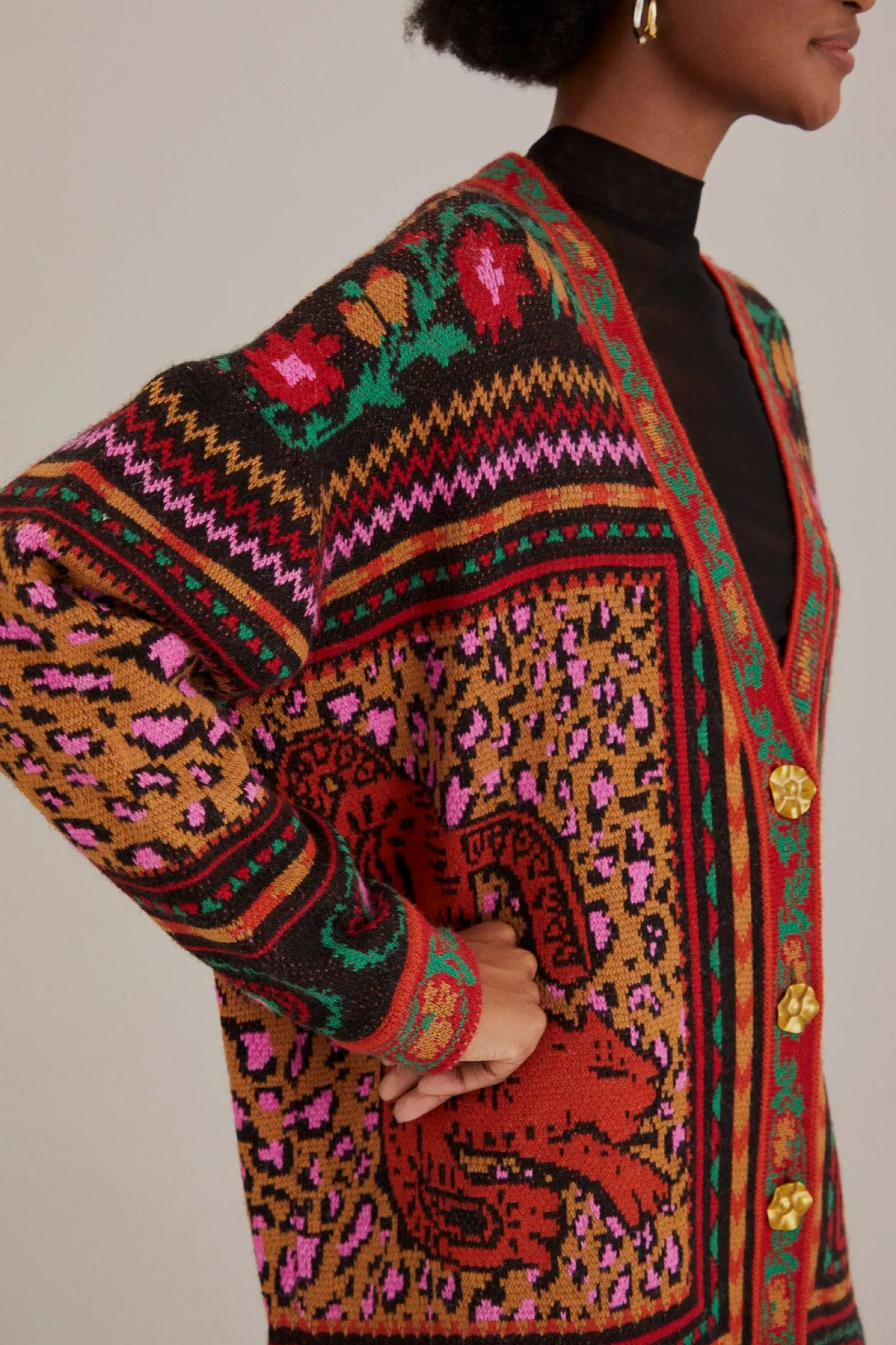 FARM Rio MIXED TAPESTRY PRINTS KNIT CARDIGAN Outlet