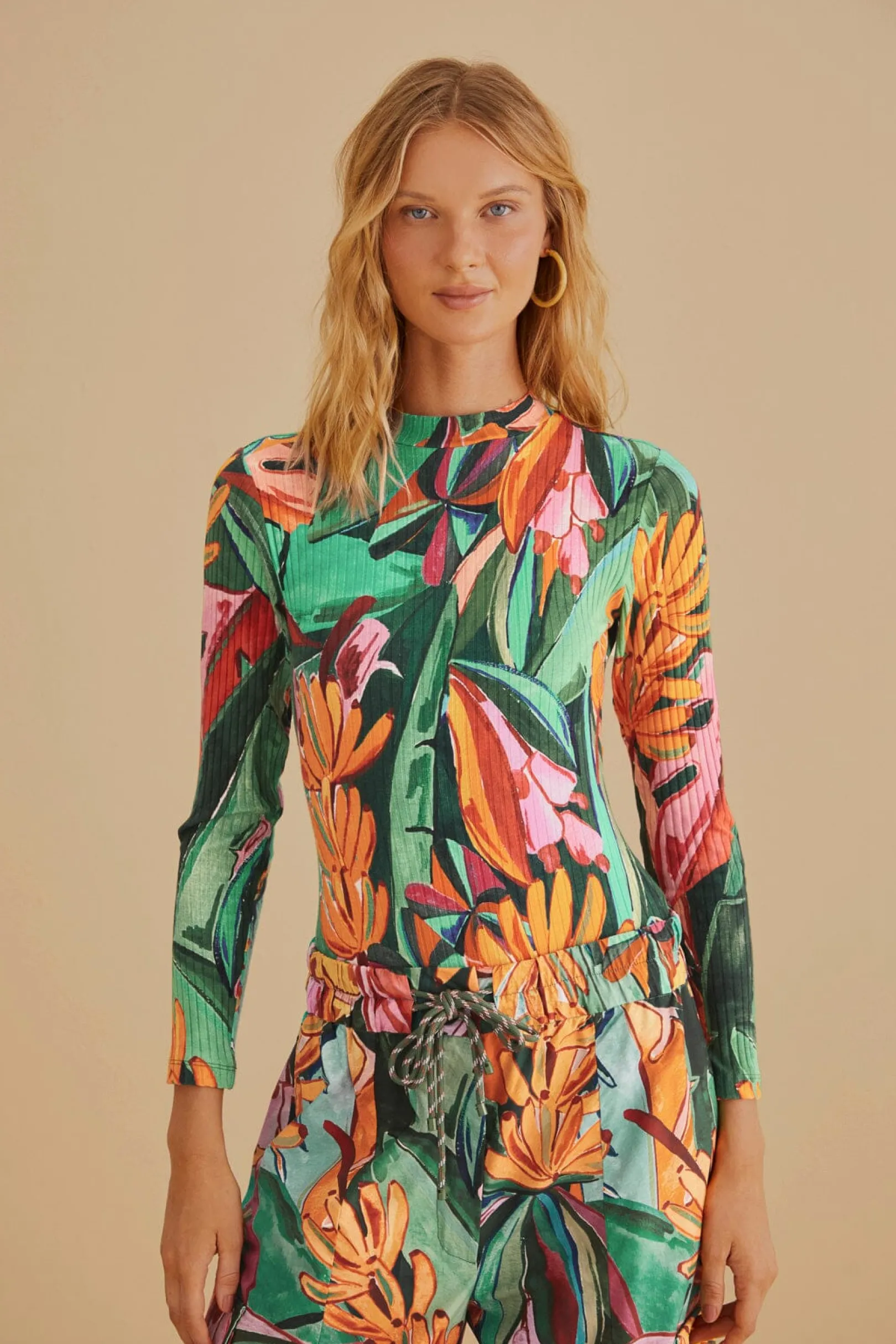 FARM Rio MULTICOLOR BANANA FOLIAGE ORGANIC COTTON BODYSUIT Flash Sale