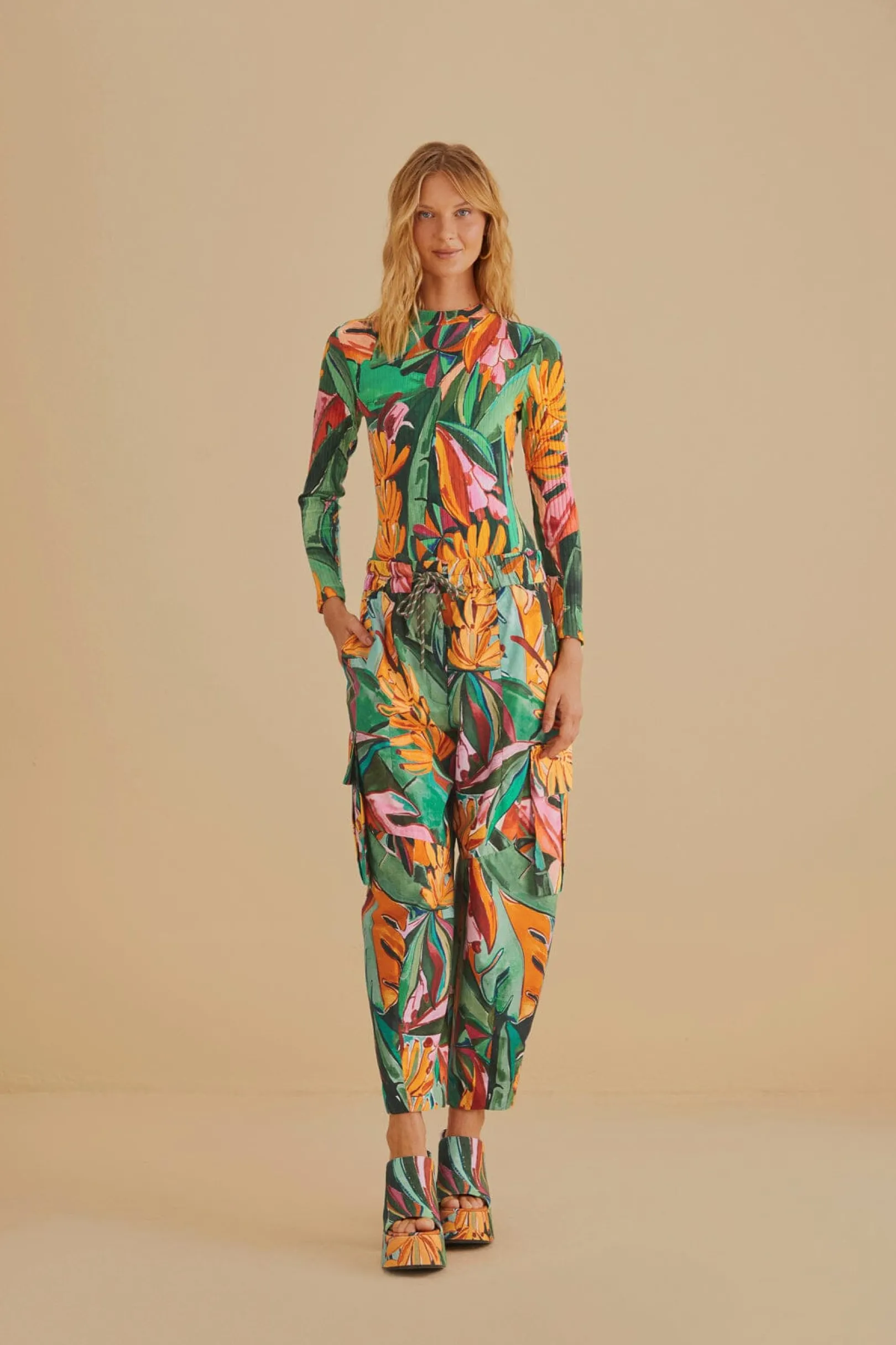 FARM Rio MULTICOLOR BANANA FOLIAGE ORGANIC COTTON BODYSUIT Flash Sale