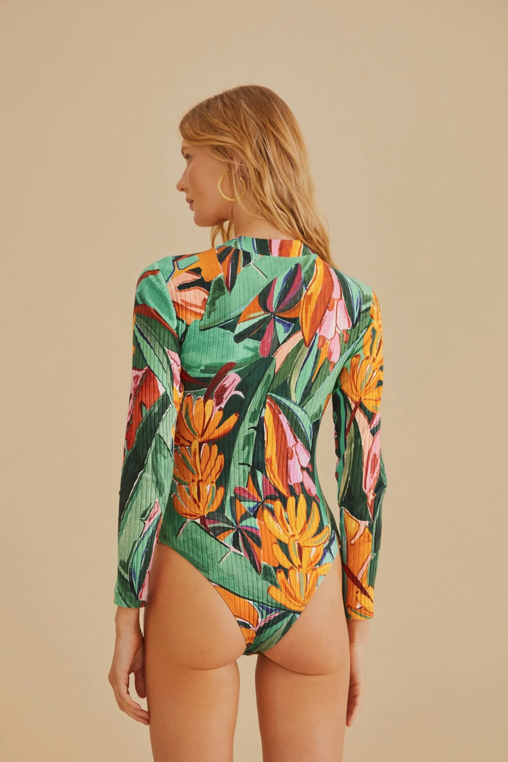 FARM Rio MULTICOLOR BANANA FOLIAGE ORGANIC COTTON BODYSUIT Flash Sale