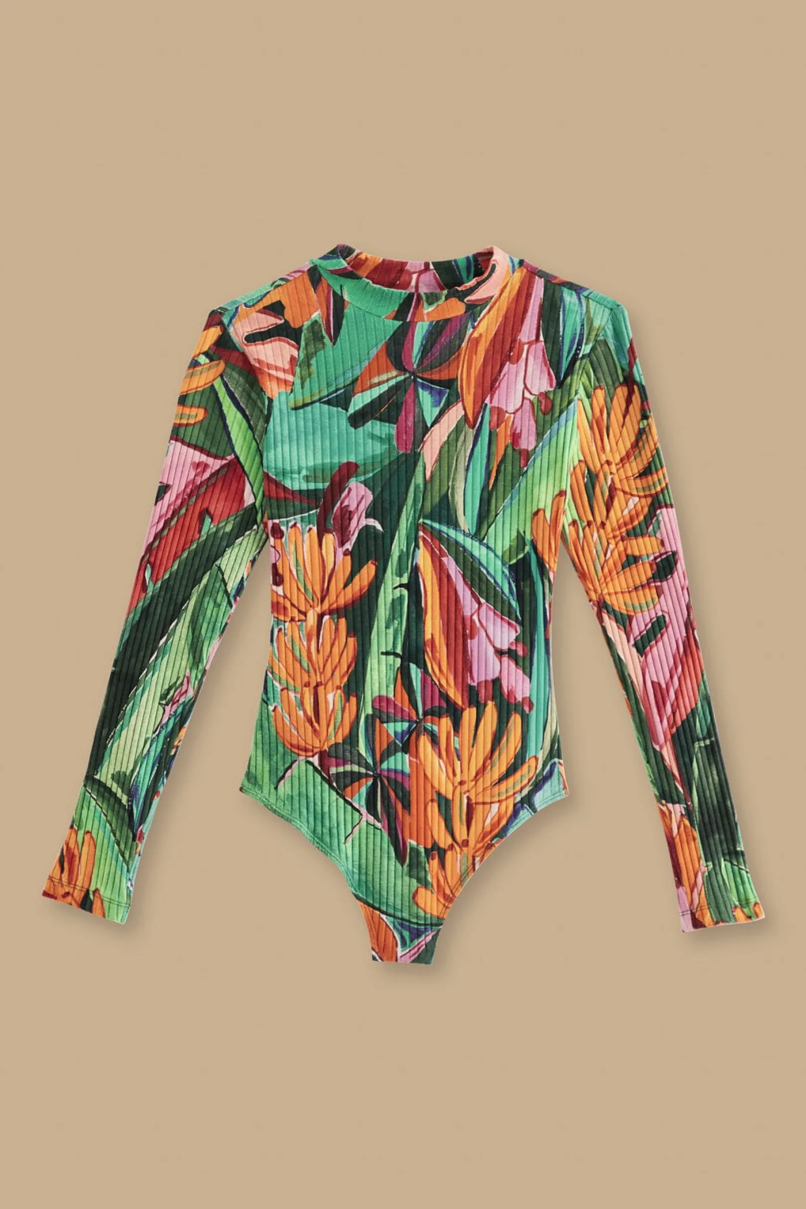 FARM Rio MULTICOLOR BANANA FOLIAGE ORGANIC COTTON BODYSUIT Flash Sale