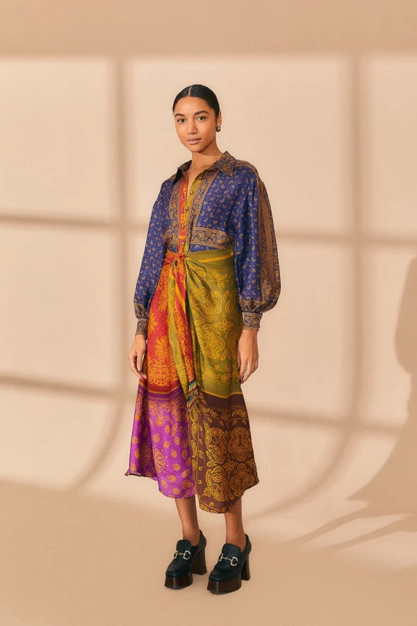 FARM Rio MULTICOLOR BANDANA DREAM MIDI SHIRTDRESS Discount