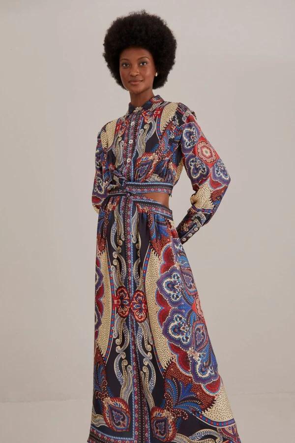 FARM Rio  MULTICOLOR ENERGY SCARF CUT-OUT MAXI DRESS Hot