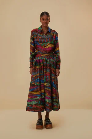 FARM Rio MULTICOLOR MIRAGE MIDI SKIRT Cheap