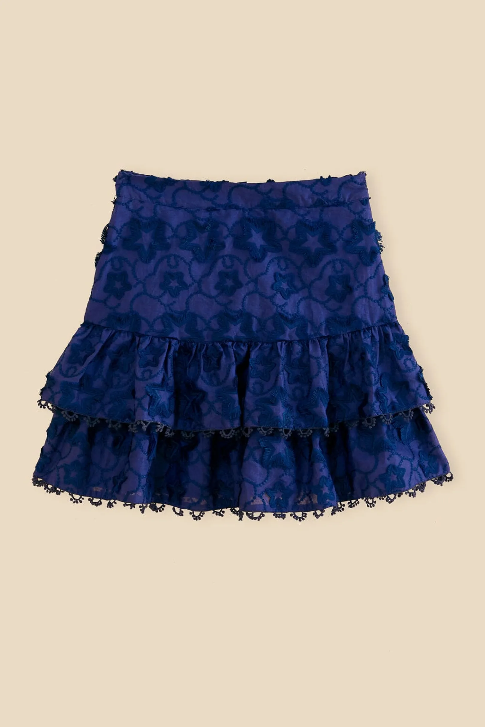 FARM Rio NAVY BLUE 3D STAR TEXTURE MINI SKIRT Hot