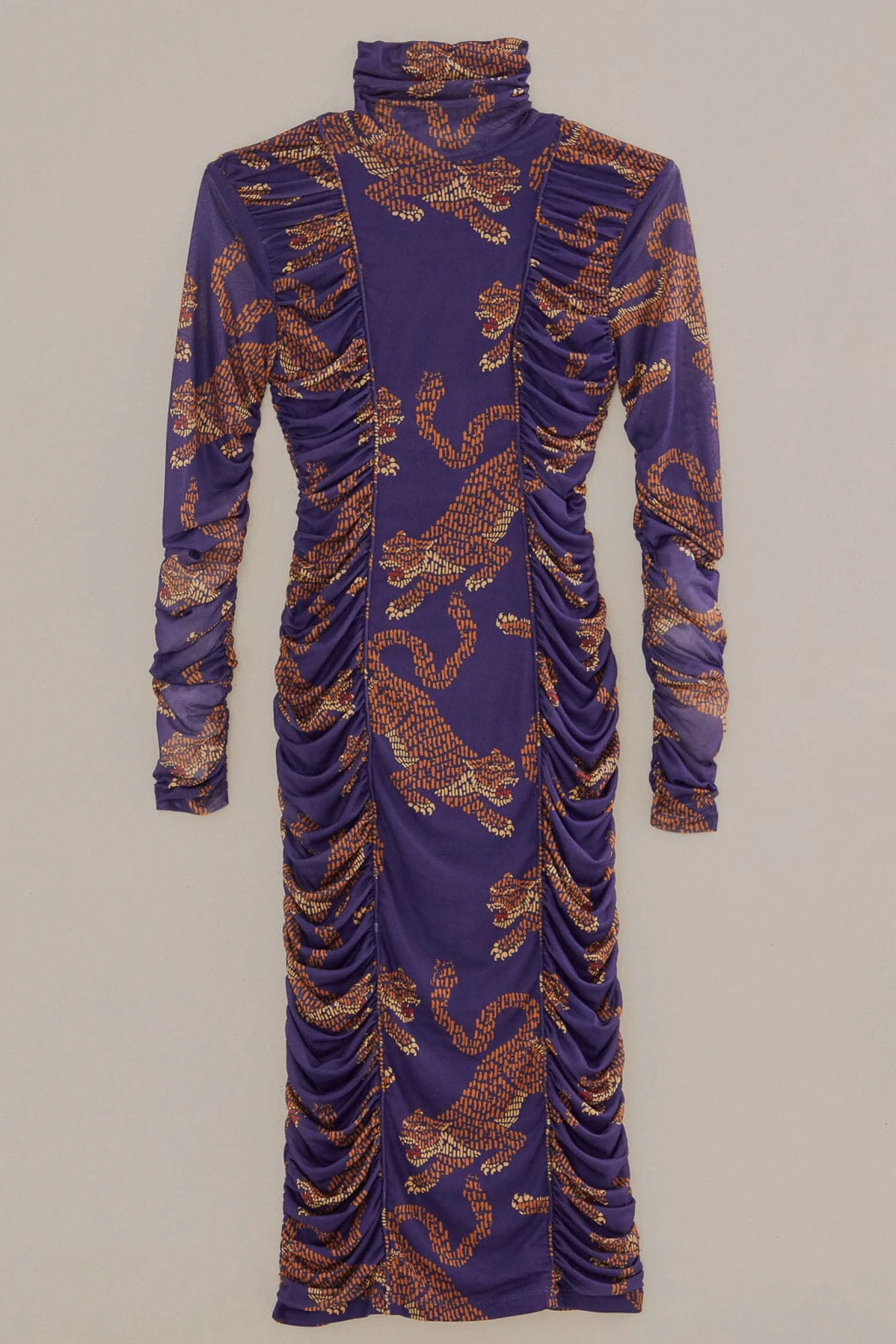 FARM Rio NAVY BLUE LEOPARDS HIGH NECK MIDI DRESS Cheap