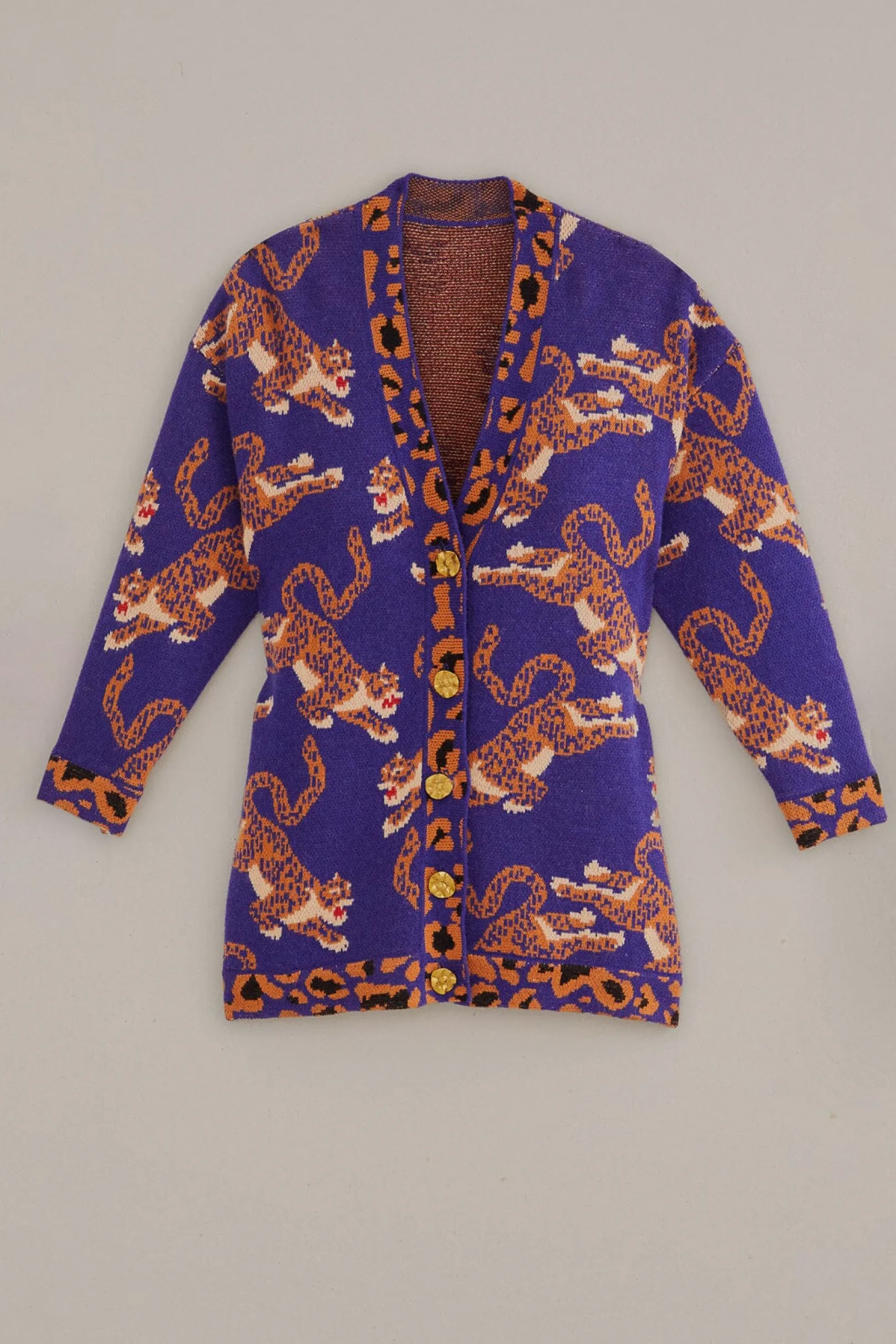 FARM Rio NAVY BLUE LEOPARDS KNIT CARDIGAN Best