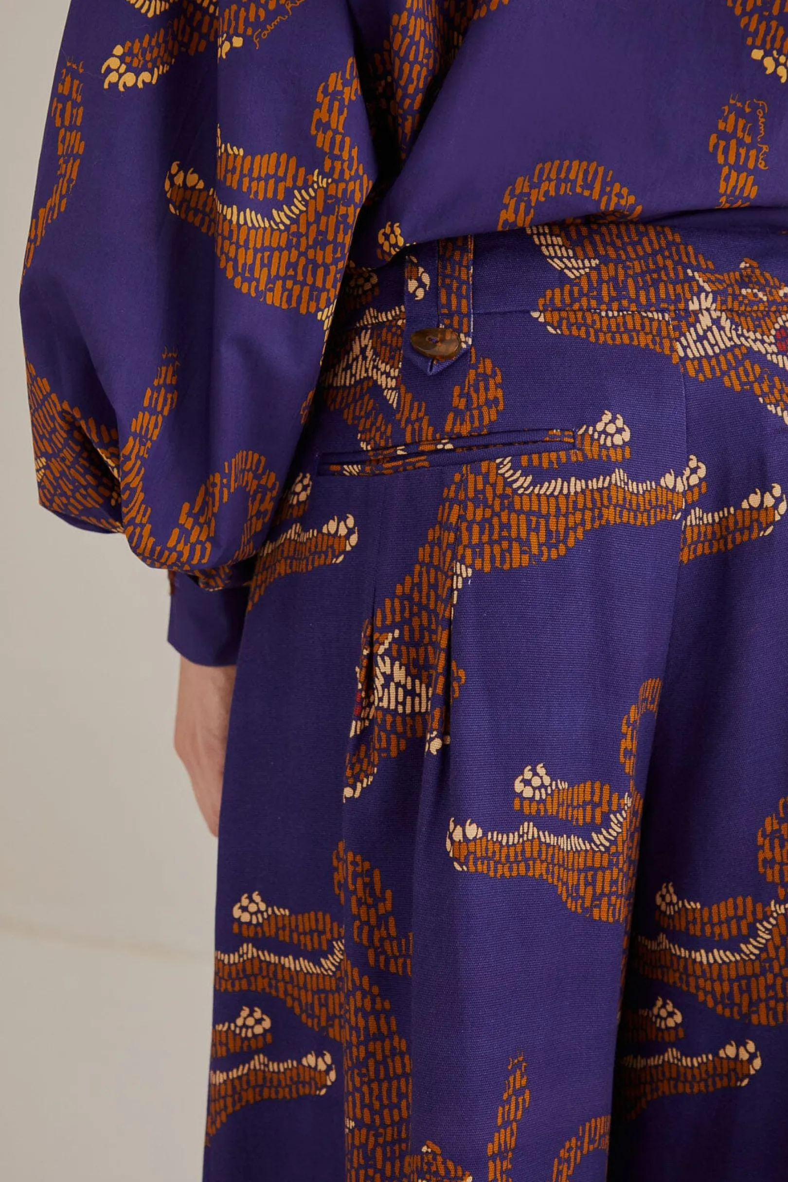 FARM Rio NAVY BLUE LEOPARDS TAILORED PANTS Discount