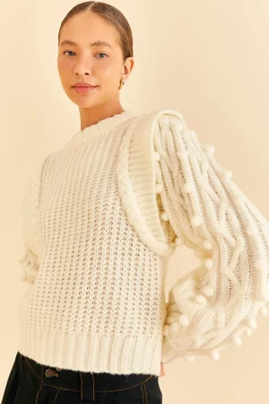 FARM Rio OFF-WHITE BRAIDED SWEATER New