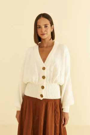 FARM Rio OFF-WHITE BUBBLE KNIT CARDIGAN Outlet