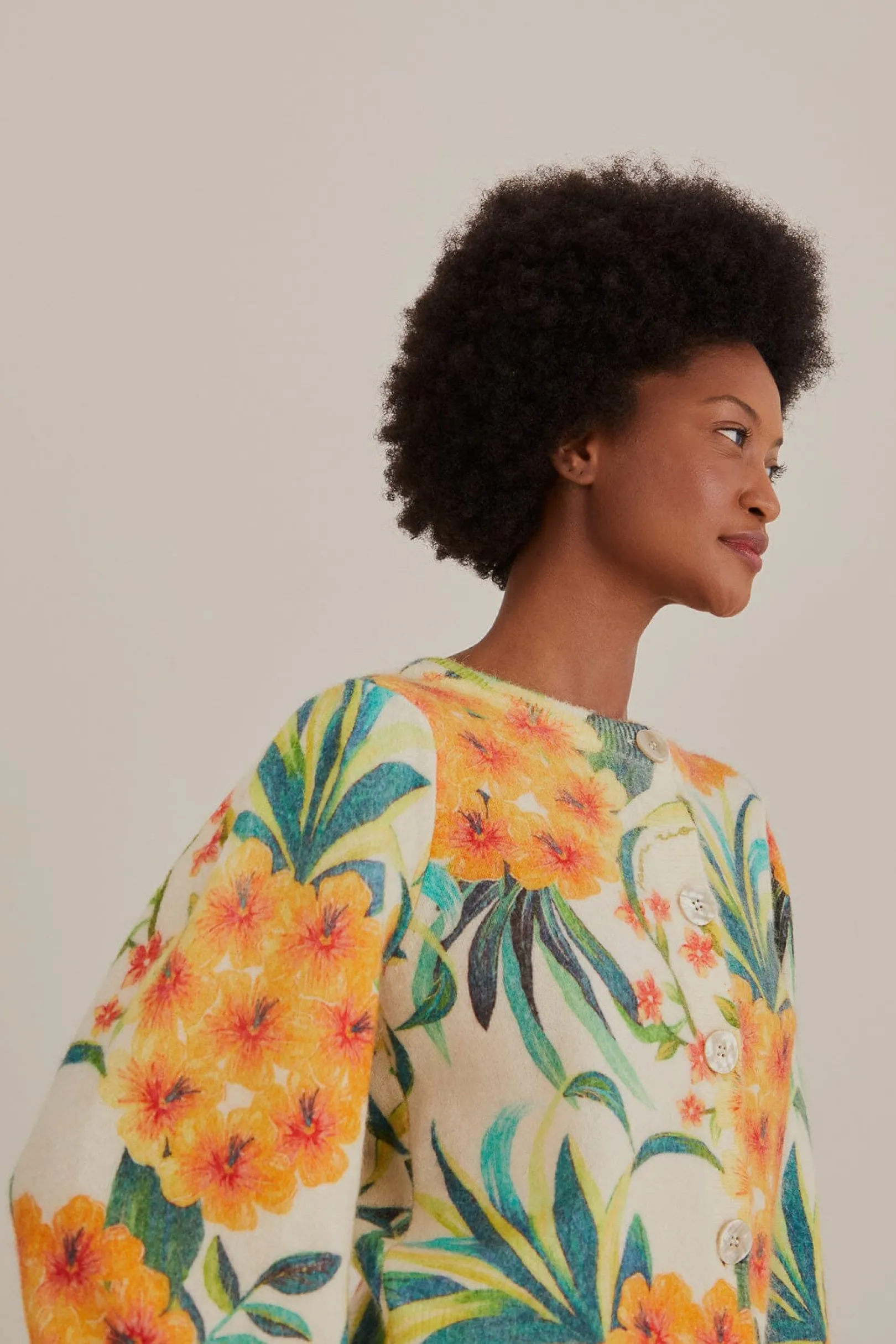 FARM Rio OFF-WHITE PINEAPPLE BLOOM KNIT CARDIGAN New
