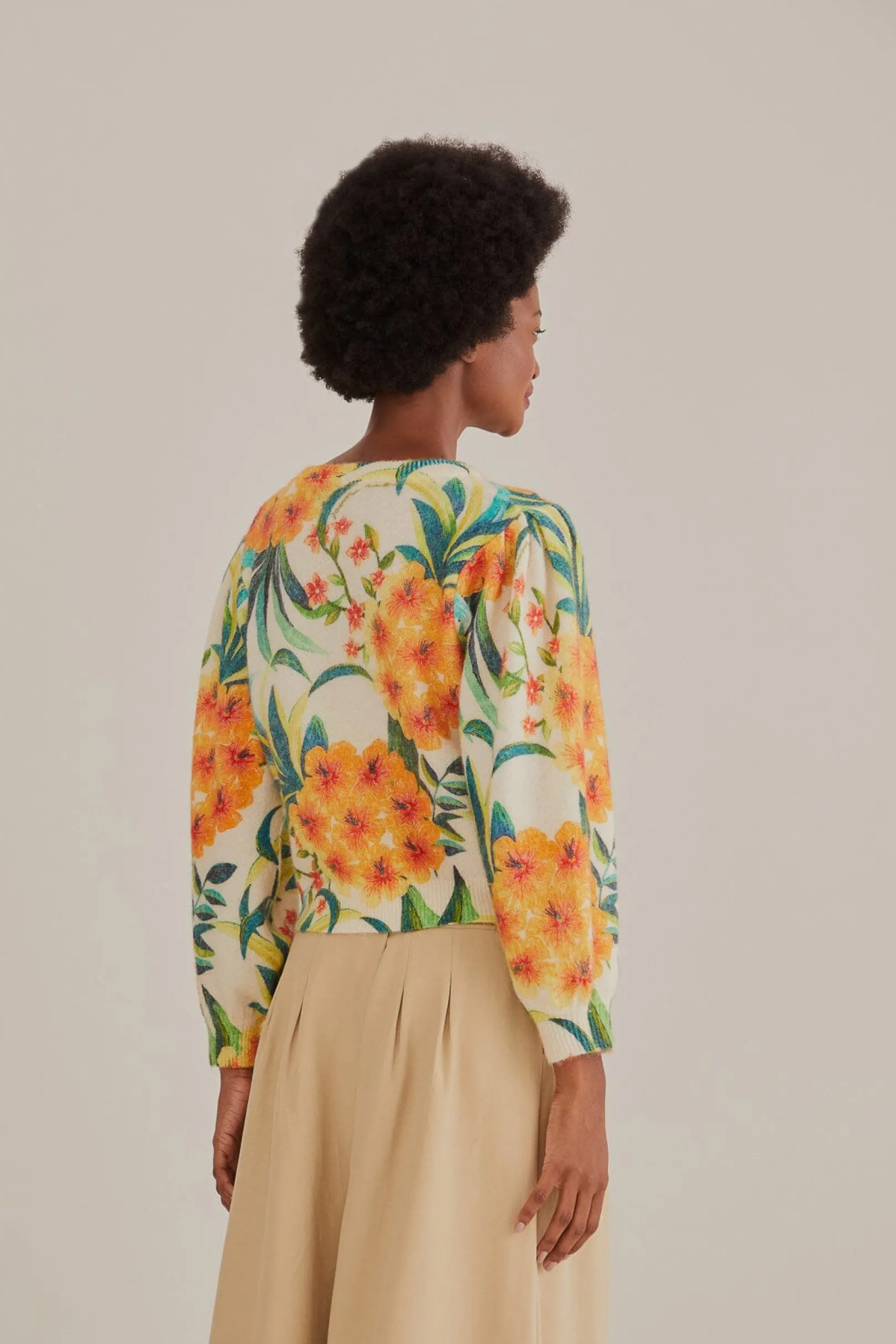 FARM Rio OFF-WHITE PINEAPPLE BLOOM KNIT CARDIGAN New