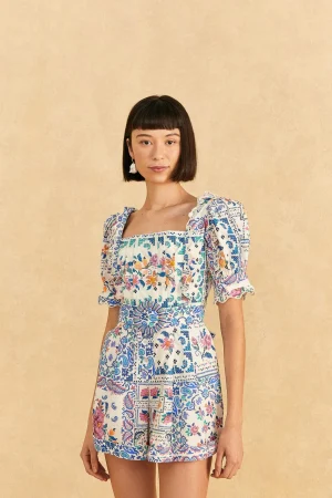 FARM Rio OFF-WHITE ROMANTIC BANDANAS ORGANIC COTTON ROMPER Clearance