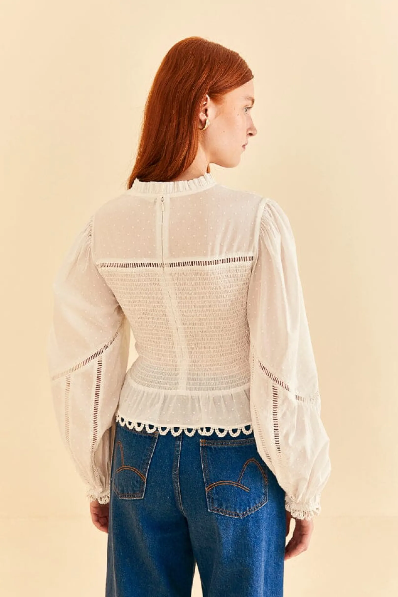 FARM Rio OFF-WHITE SMOCKED BLOUSE Sale