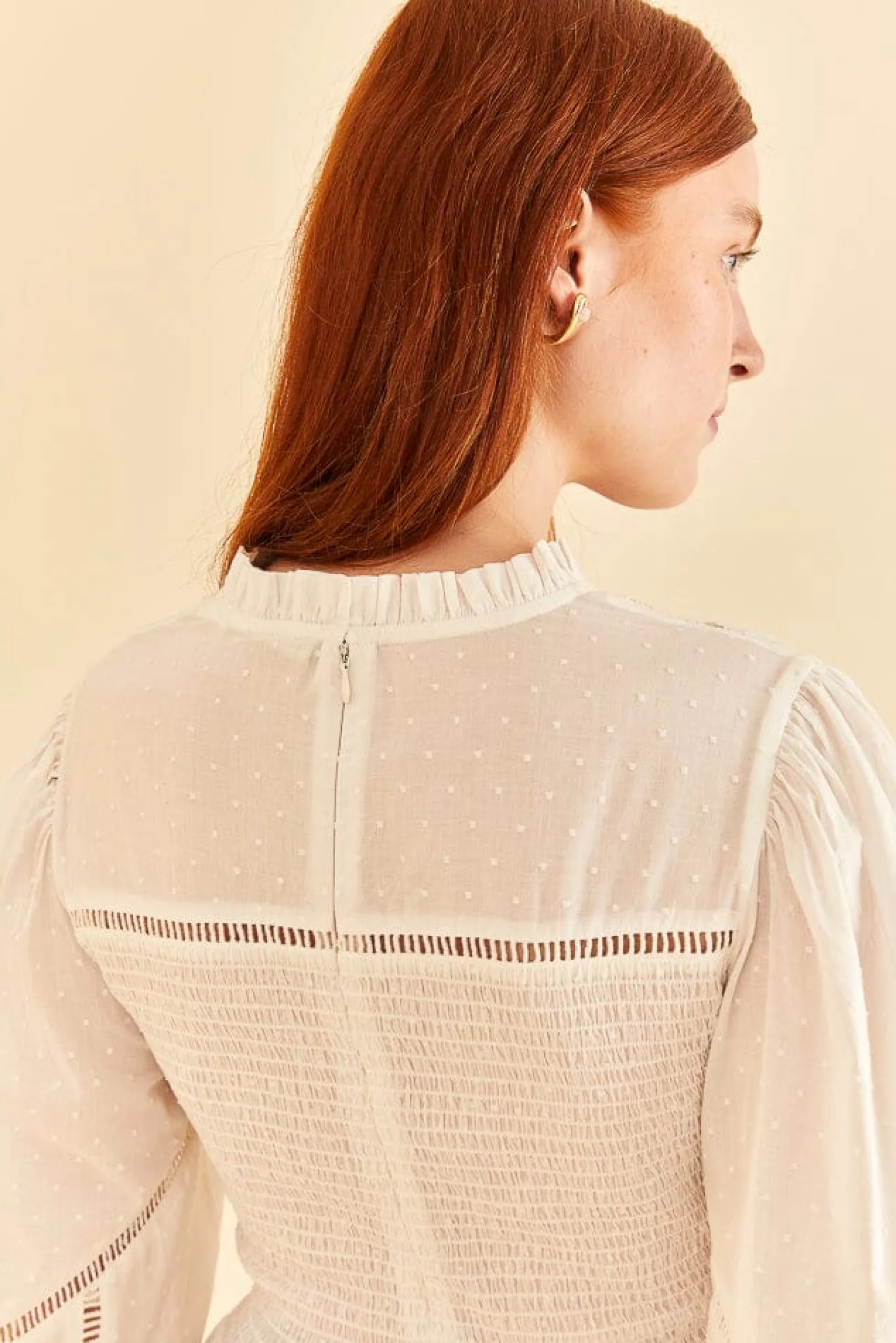 FARM Rio OFF-WHITE SMOCKED BLOUSE Sale