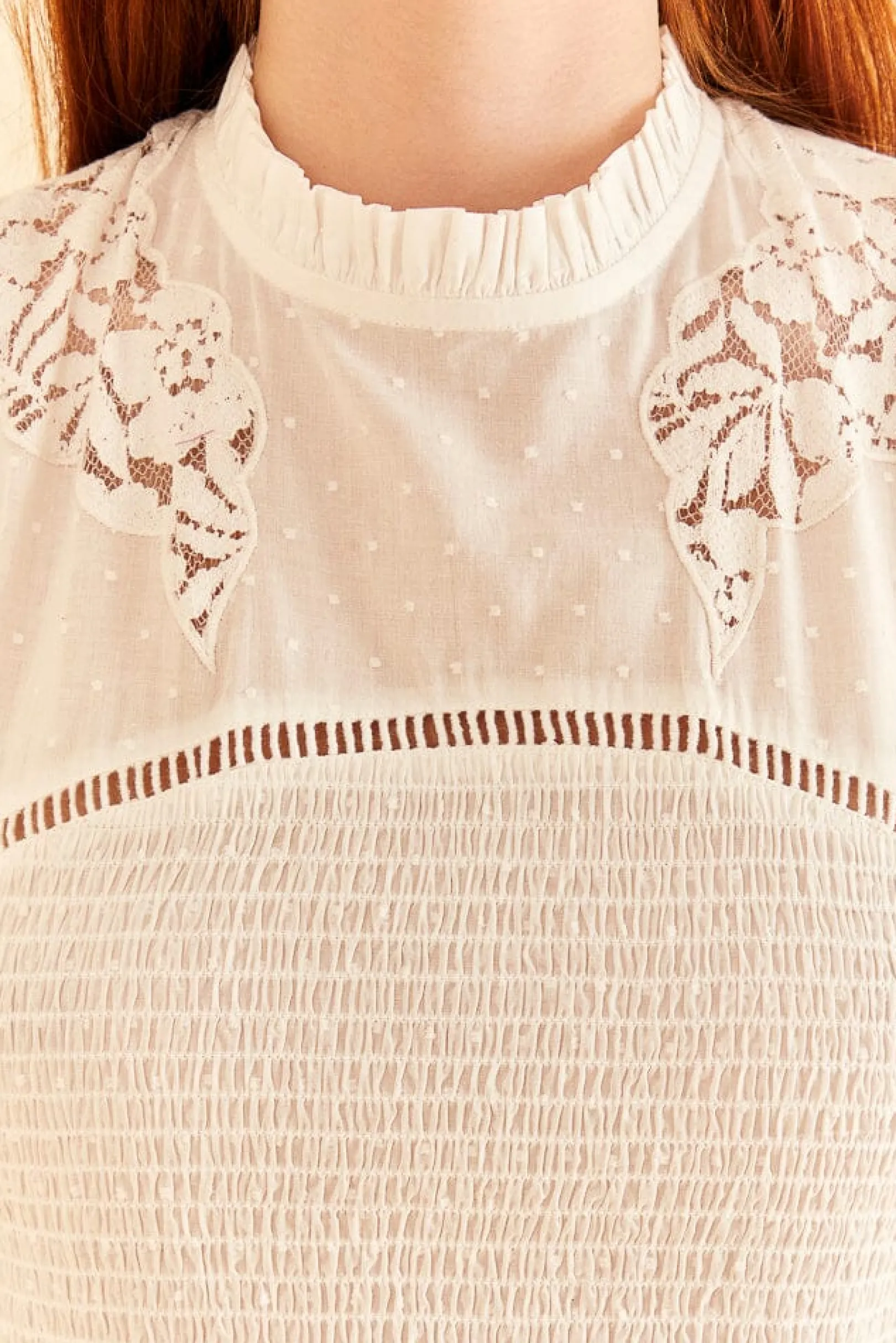 FARM Rio OFF-WHITE SMOCKED BLOUSE Sale