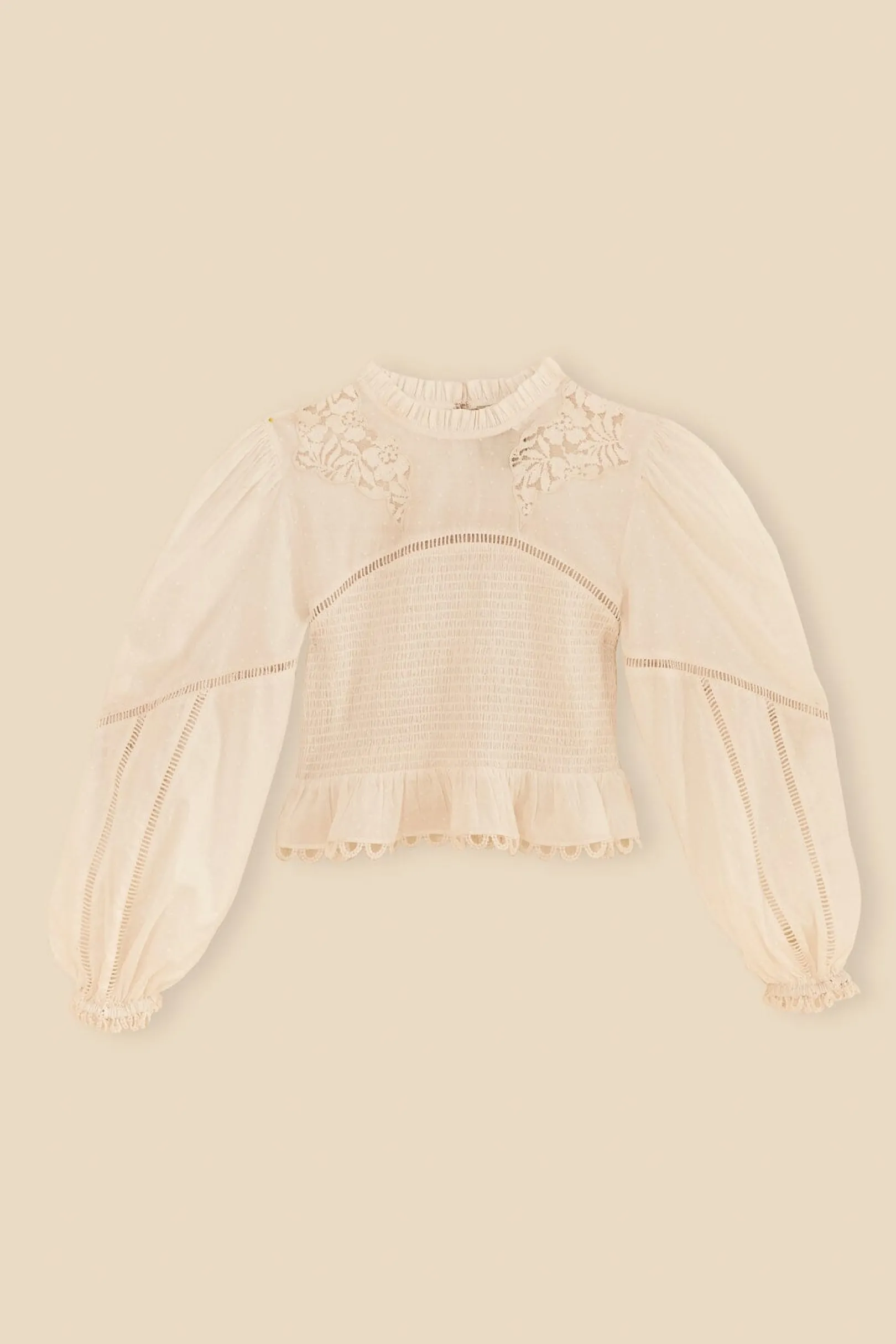 FARM Rio OFF-WHITE SMOCKED BLOUSE Sale