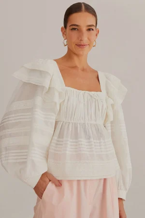FARM Rio OFF-WHITE SQUARE NECKLINE BLOUSE Fashion