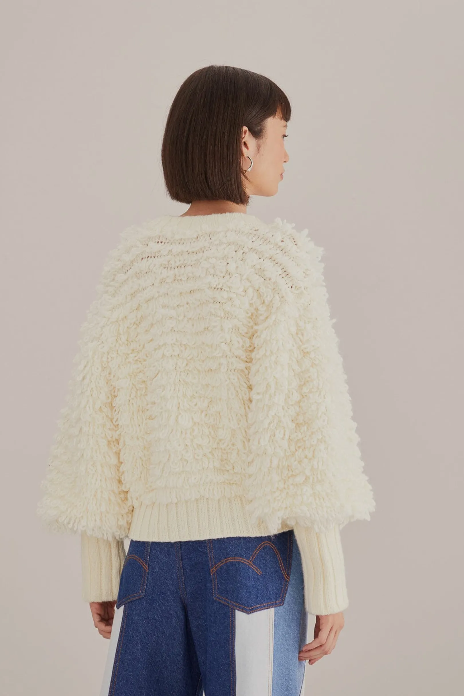 FARM Rio OFF-WHITE TEXTURED V NECK CARDIGAN Sale