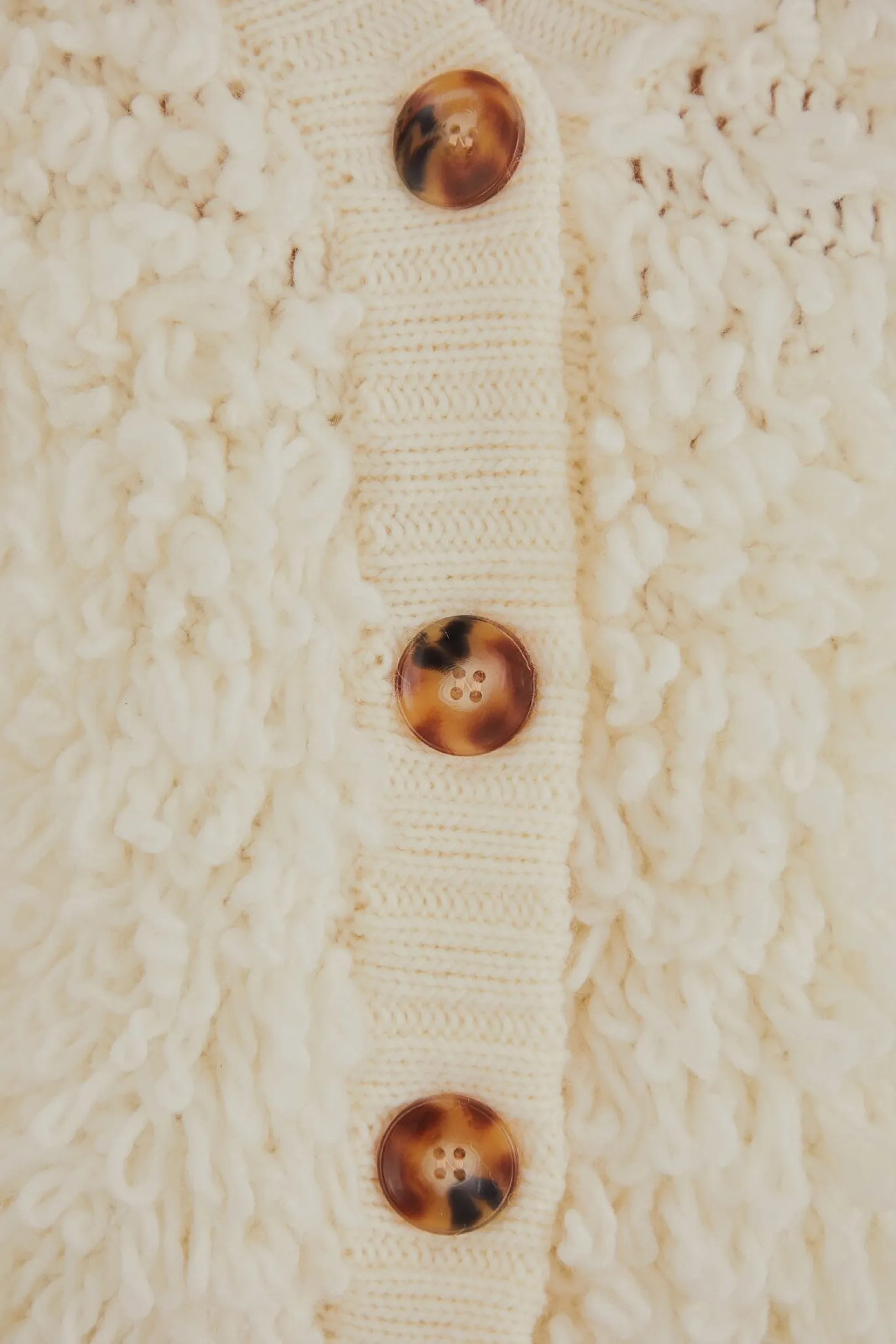 FARM Rio OFF-WHITE TEXTURED V NECK CARDIGAN Sale