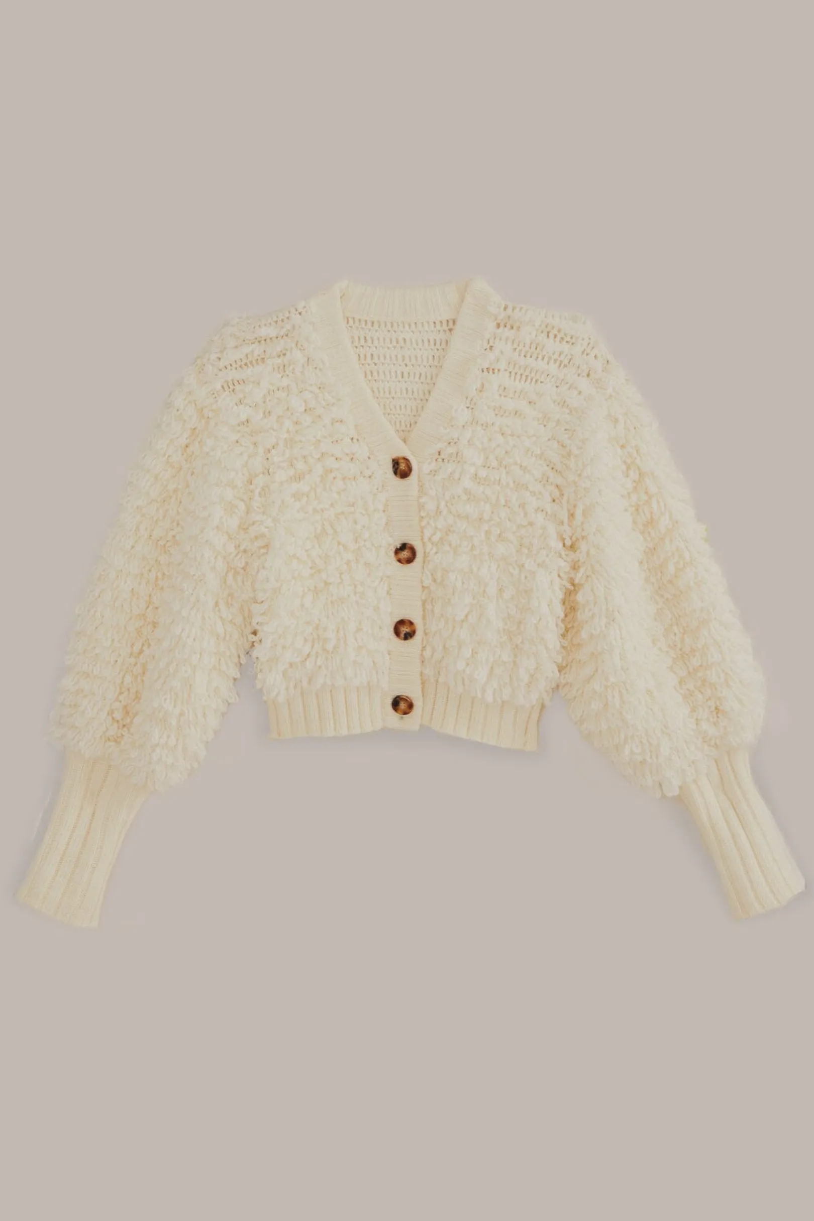FARM Rio OFF-WHITE TEXTURED V NECK CARDIGAN Sale