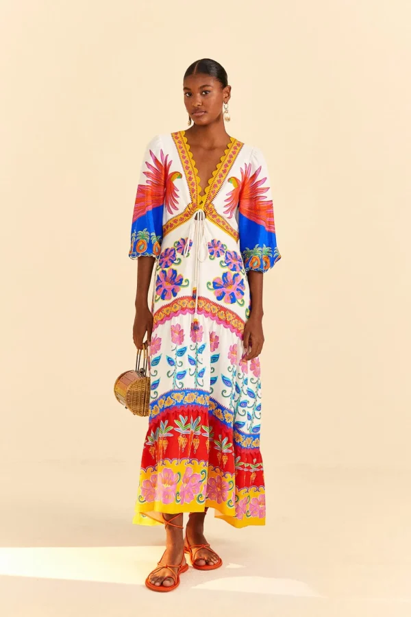 FARM Rio OFF-WHITE VIVID GARDEN MAXI DRESS Best Sale