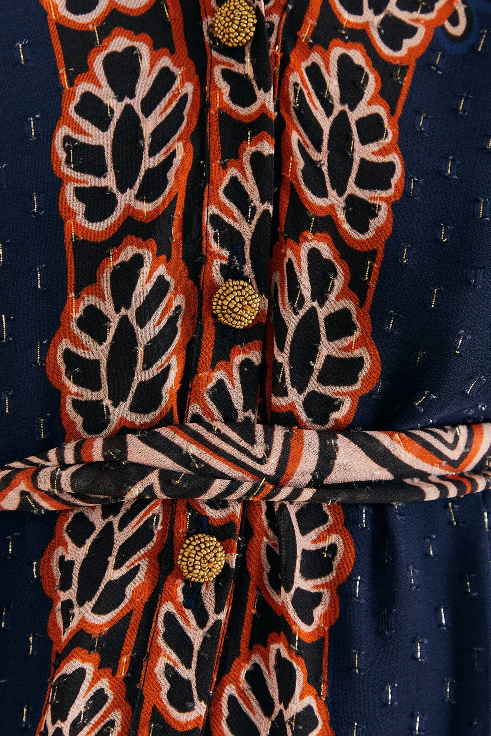 FARM Rio ORANGE AINIKA TAPESTRY SLIT MAXI DRESS Clearance