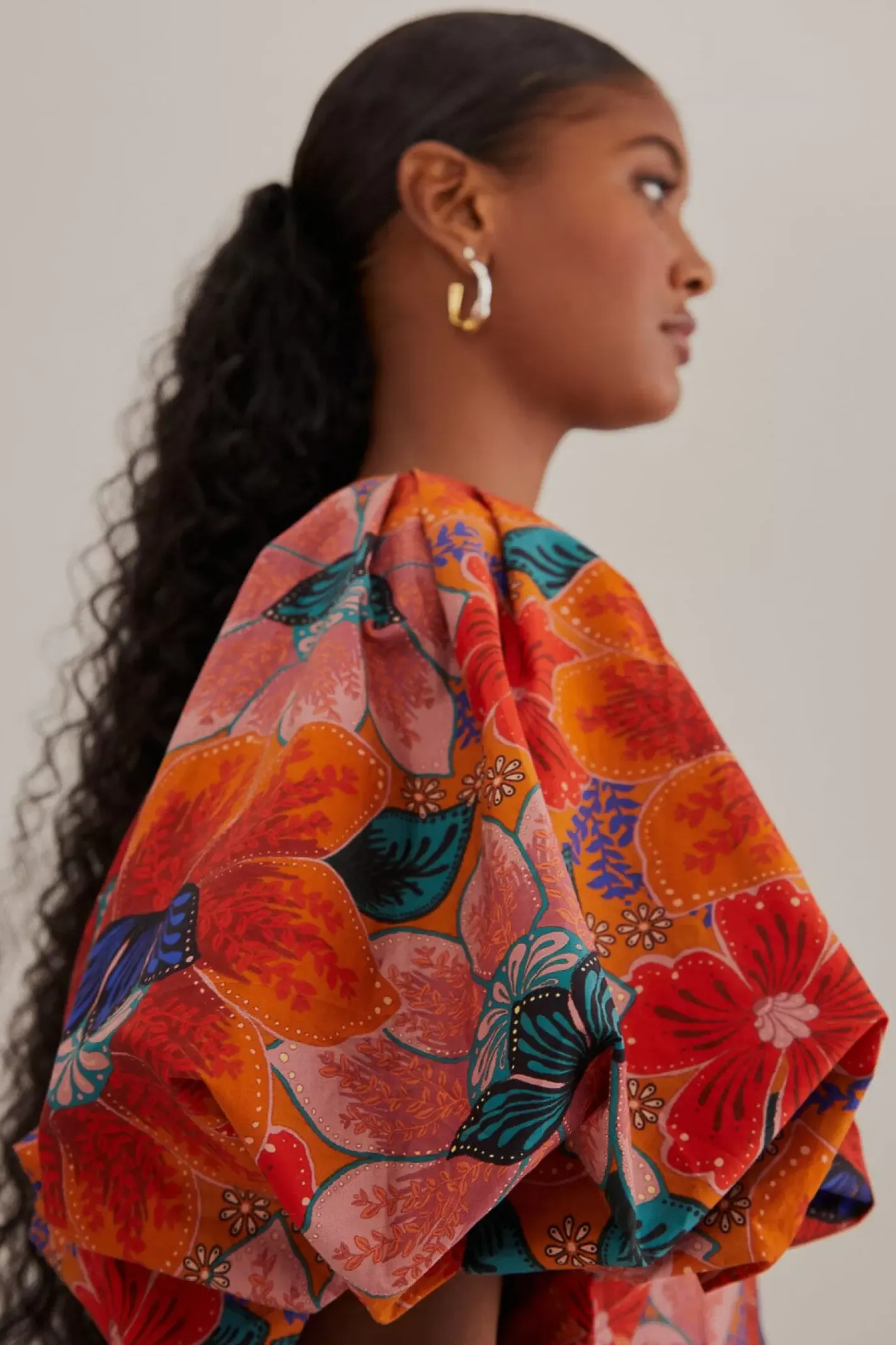 FARM Rio ORANGE MARIAS FLORAL CUT-OUT MIDI DRESS Sale