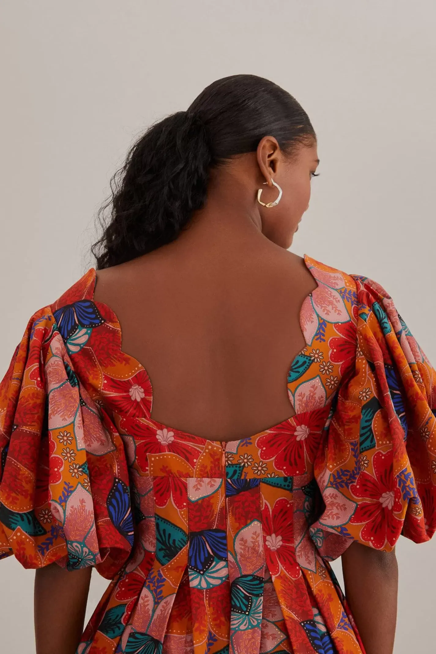 FARM Rio ORANGE MARIAS FLORAL CUT-OUT MIDI DRESS Sale