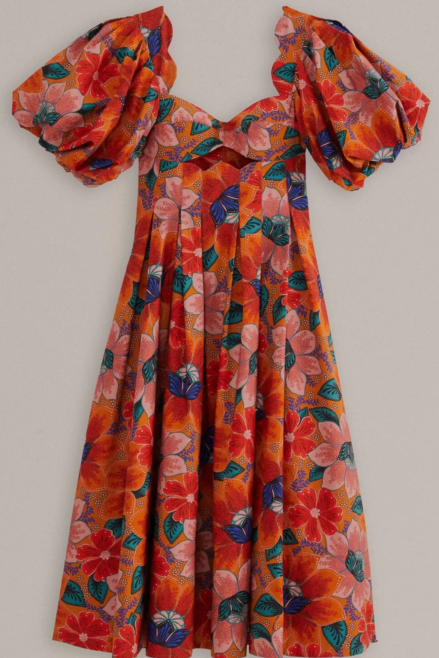 FARM Rio ORANGE MARIAS FLORAL CUT-OUT MIDI DRESS Sale